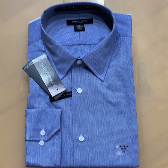 Mens Dress Shirt Fitted Wrinkle Free Cotton Blend - Picture 3 of 5